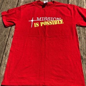 Red “mission is possible” t shirt